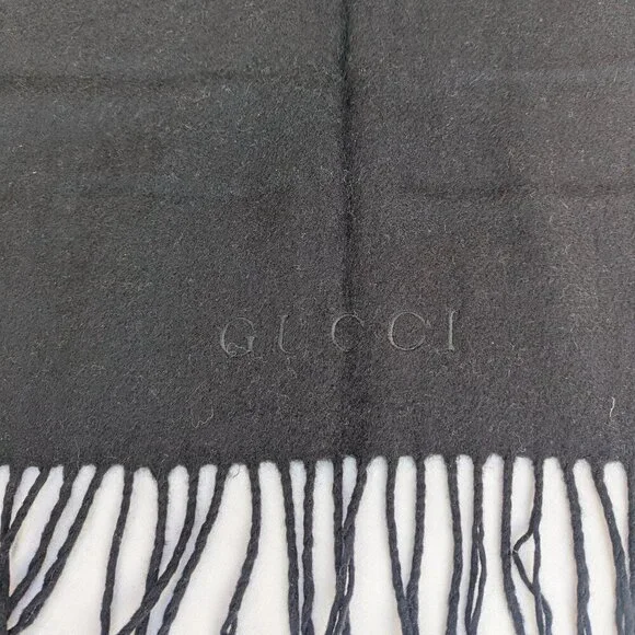 Gucci Authentic Scarf Black 100% Cashmere Unisex Scarf Made in Italy. - Picture 5 of 8